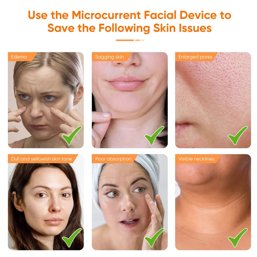 Microcurrent Face Lift Machine Double Chin Remover Electric Face Roller For Facial Lifting Skin Tightening EMS Eye Face Massager