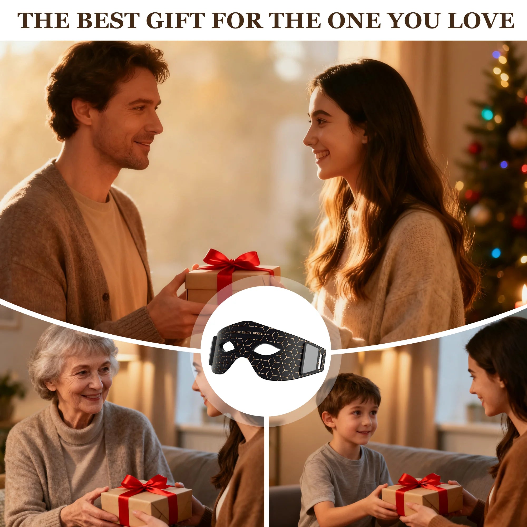 JVV Red Light Therapy Eye Mask LED Infrared 5 Modes Wireless & Rechargeable for Cosmetic Eye Care For Home Skincare Gift